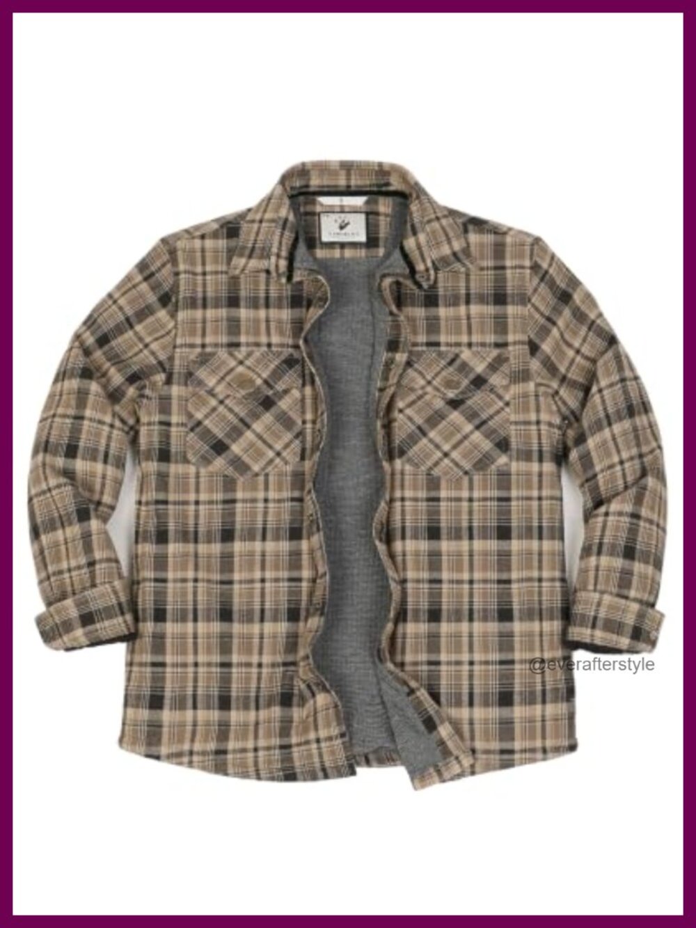 Men's Thermal Lined Flannel Shirt Jacket Snap Button Plaid Shacket
